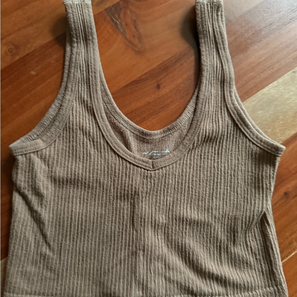 Tan Anthropologie Ribbed Crop Top / bralette medium